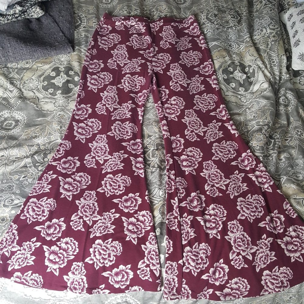 Floral flare boho pants